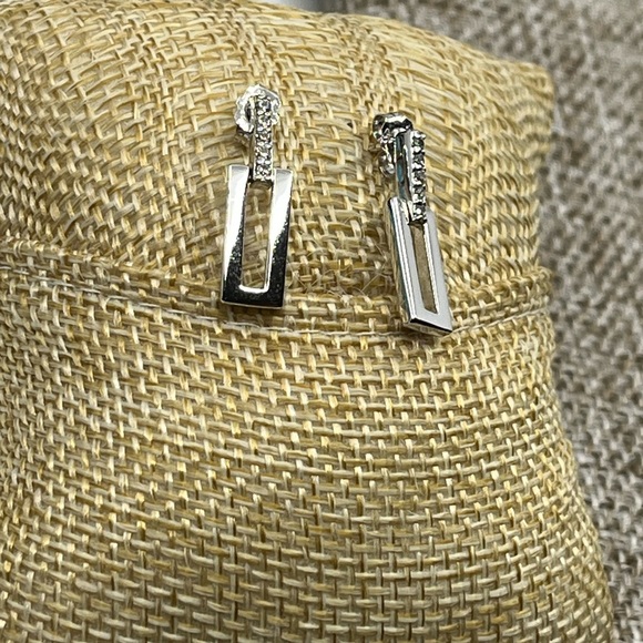 Vintage Epiphany Diamonique Platinum-Clad Sterling Silver Earrings - Picture 3 of 10